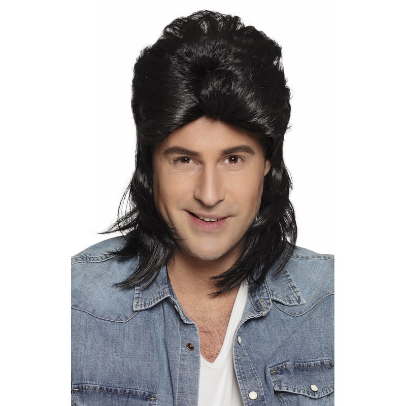 Pruik lang met mat zwart