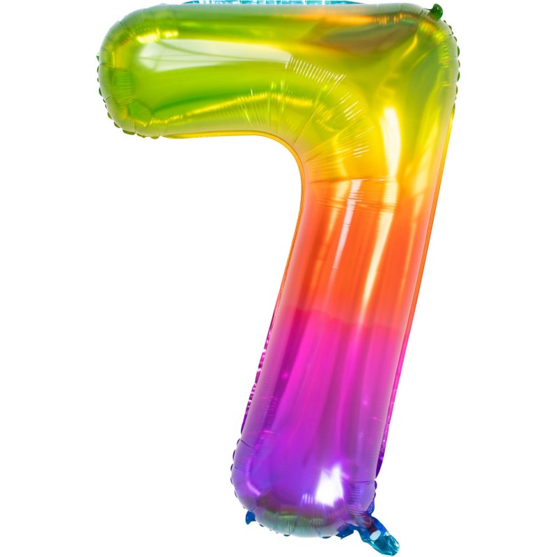 Ballon cijfer 7 regenboog 86cm