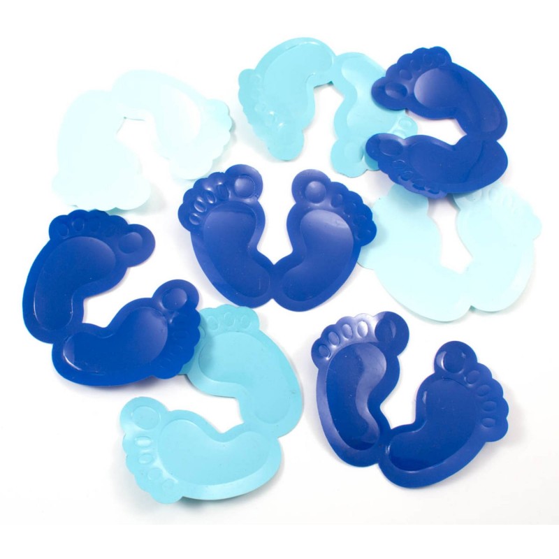 Tafeldecoratie / confetti XL voetjes blauw