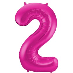 Ballon cijfer 2 roze 86cm