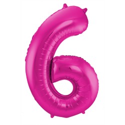 Ballon cijfer 6 roze 86cm