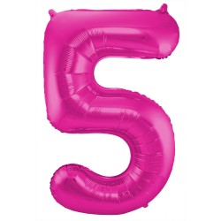 Ballon cijfer 5 roze 86cm