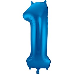 Ballon cijfer 1 blauw 86cm