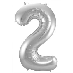 Ballon cijfer 2 zilver 86cm