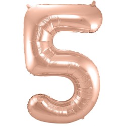 Ballon cijfer 5 rosé goud 86cm