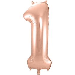 Ballon cijfer 1 rosé goud 86cm