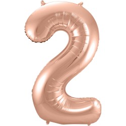 Ballon cijfer 2 rosé goud 86cm