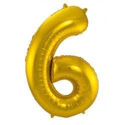 Ballon cijfer 6 goud 86cm