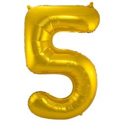 Ballon cijfer 5 goud 86cm