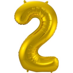 Ballon cijfer 2 goud 86cm