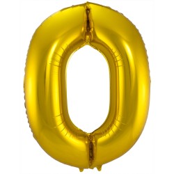 Ballon cijfer 0 goud 86cm