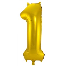 Ballon cijfer 1 goud 86cm