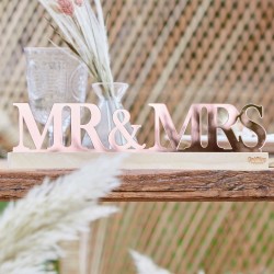 Mr & Mrs rosé goud acryl