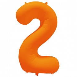 Ballon cijfer 2 neon oranje...