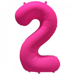 Ballon cijfer 2 neon roze...