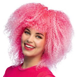 Pruik roze krullen