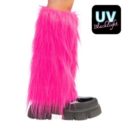 Beenwarmers fluffy fluor roze